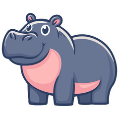 Obraz premium hippopotamus, animal, vector, transparent background, creature, mammal, hippo, cute, nature, wildlife, isolated, big, fat, zoo, wild