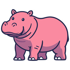 Obraz premium hippopotamus, animal, vector, transparent background, creature, mammal, hippo, cute, nature, wildlife, isolated, big, fat, zoo, wild