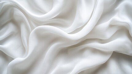 Obraz premium White linen fabric texture background with soft folds, top view