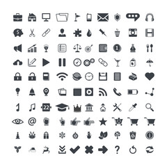 Black and white icon set for web business and media design