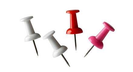 Colorful Push Pins Isolated on transparent background Perfect for Office Stationery Branding Designs and Note-Taking Concepts