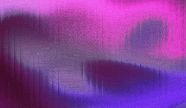 Abstract background of glossy pink purple waves with stripes effect. Refraction of wavy striped glass.