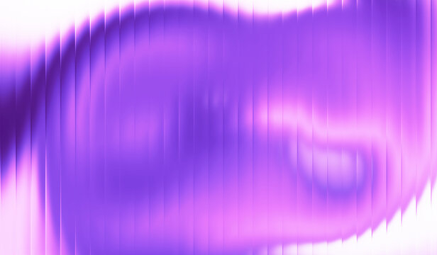 Abstract background of shiny purple liquid waves with stripes effect. Refraction of wavy striped glass.