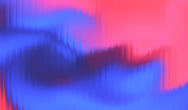 Abstract background of red blue gradient shiny with stripes effect. Refraction of wavy striped glass.