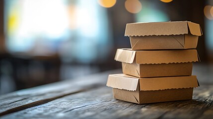 Collection of brown kraft paper food containers, including boxes with foldable lids and open trays, set against a clean white backdrop. Space for text placement.