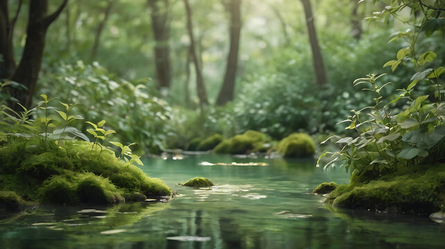 Realistic background with a harmonious blend of green tones — mint, sage, olive, and pastel green — creating a soft, cozy, and cute atmosphere. Smooth gradients, subtle textures like soft leaves,  