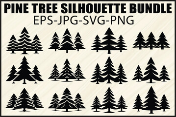Obraz premium Pine Tree Vector Bundle Design