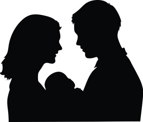 family silhouette, parents and children, vector illustration