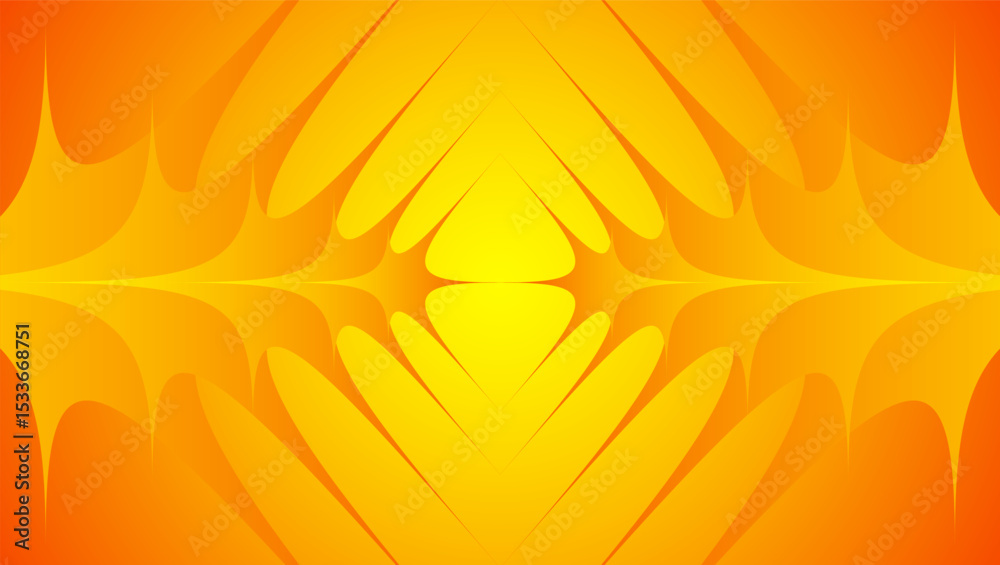 Poster Abstract orange background with 3d lines pattern, symmetrical minimal striped background.