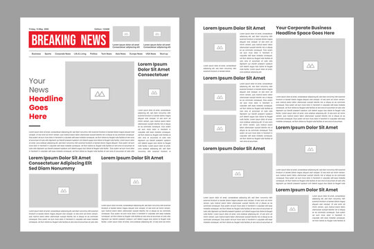 The daily newspaper layout, magazine design, newsletter template, vintage newspaper design template	