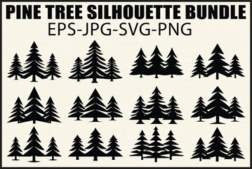 Obraz premium Pine Tree Silhouette Bundle Design