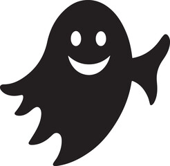 Adorable smiling black ghost silhouette perfect for halloween season and spooky decorations