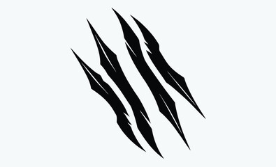 Claw marks silhouette, scratch vector icon, animal tear graphic