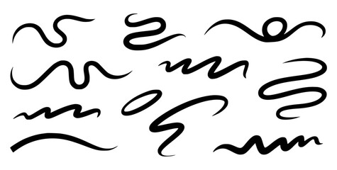 Hand drawn black ink lines abstract elements