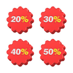 20,30,40,50 percent sale set 3d rendering promotion ecommerce