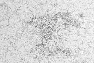 Map of the streets of Krakow (Poland) on white background. 3d render, illustration