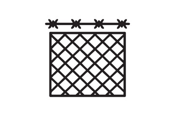 Security Fence silhouette vector with white background