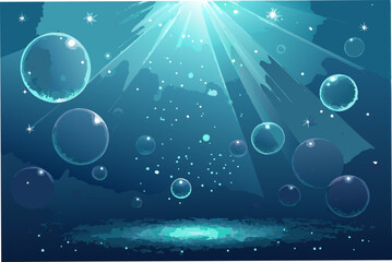 Abstract digital art depicting luminous particles floating in a deep, dark vector space; ethereal, glowing light; futuristic, technological feel.