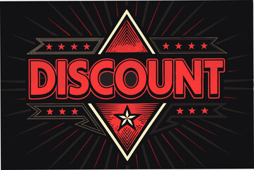 Design a vibrant discount vector graphic featuring sharp, angular red triangles forming a dynamic composition.  Bold red is essential; convey urgency and savings.