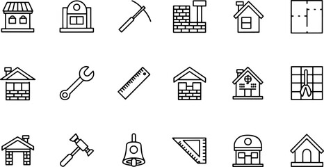 outline icons related to building  architecture  h.eps
