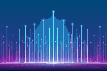 Create a futuristic abstract artwork featuring a vibrant, vertically oriented glowing element, emphasizing sleek lines and contrasting colors.
