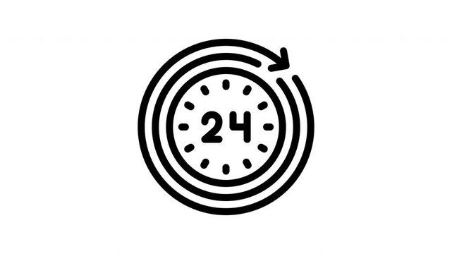 24 hours support minimalist stroke animation