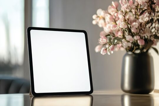 High Quality Image of Influencer Reviews Closeup Mockup Tablet