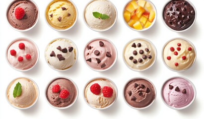 Obraz premium set of colorful ice cream cones isolated on white background