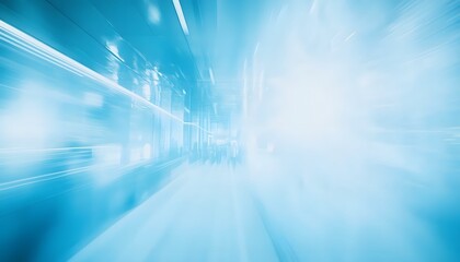 Light-blue interior space with motion blur.
