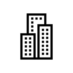 Apartment icon in black color, outline style and white background 