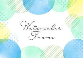 水彩のおしゃれなベクターフレーム（青系・夏イメージ）