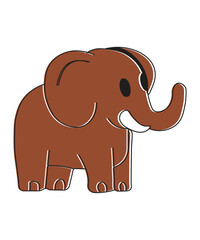 Cartoon Elephant Line Drawing