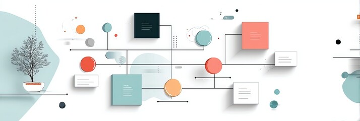 Mind map connecting ideas and concepts for brainstorming and planning