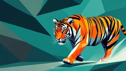Tiger Illustration Geometric Orange Animal
