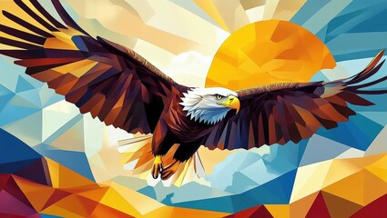 Eagle Soaring Art Abstract Geometric