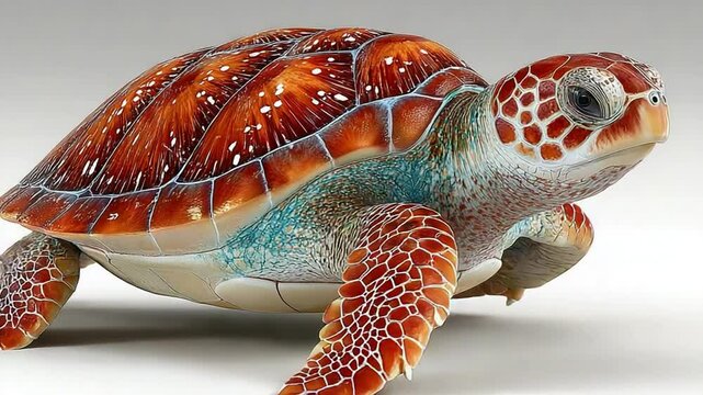 Majestic Sea Turtle Render:  Close-up Detail of a Turtle on Neutral Background