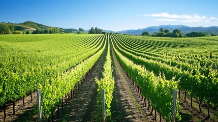 Obraz premium Napa Valley vineyards in full bloom under clear skies