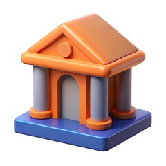 Colorful 3d rendered bank icon depicting finance architecture and banking services symbol