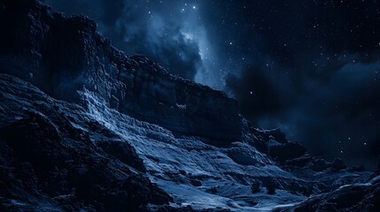 Panoramic scene of Bryce Canyon under starry sky