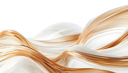 Obraz premium Abstract design of flowing ribbons in gold and white.