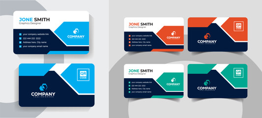 Minimal Navy Blue and blue Business Card Template Set for Corporate and Creative Professionals. Creative corporate business card design with a sleek layout.
