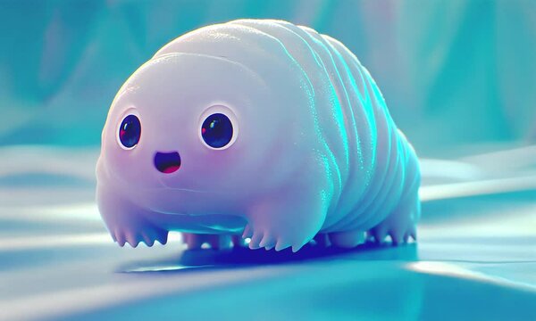 Cute 3d tardigrade character.