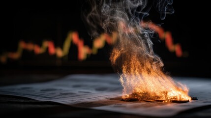Burning Financial Portfolio A Visual Metaphor of Market Volatility