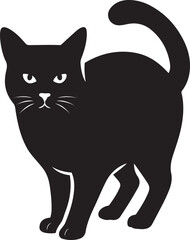 Black cat Halloween silhouette artwork, Spooky feline vector Halloween themed