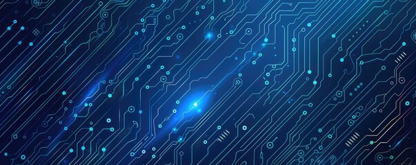 Blue circuit board pattern vector background with tech and digital technology concept for banner, poster or web design element. Vector illustration of blue circuitboard texture