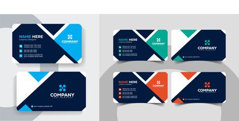 Minimal Navy Blue and blue Business Card Template Set for Corporate and Creative Professionals. Creative corporate business card design with a sleek layout.