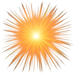 Bright orange and yellow sunburst star creates powerful glowing light burst. This energetic flare provides feeling of hope and vibrant energy for any design