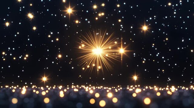 Looped Twinkling Stars Animation on a Black Background - 4K Night Sky with Glistering Cosmic Glow