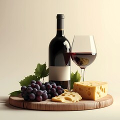 Wine and Cheese Platter with Grapes