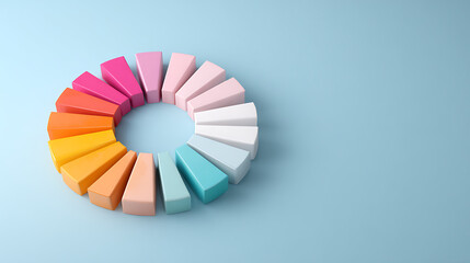 Obraz premium 3D Rendering of glossy glass circle pie chart with vibrant colors. Modern style. For business infographics report presentation background 85760556 1